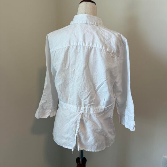 Linen white button down shirt Medium - Picture 3 of 4